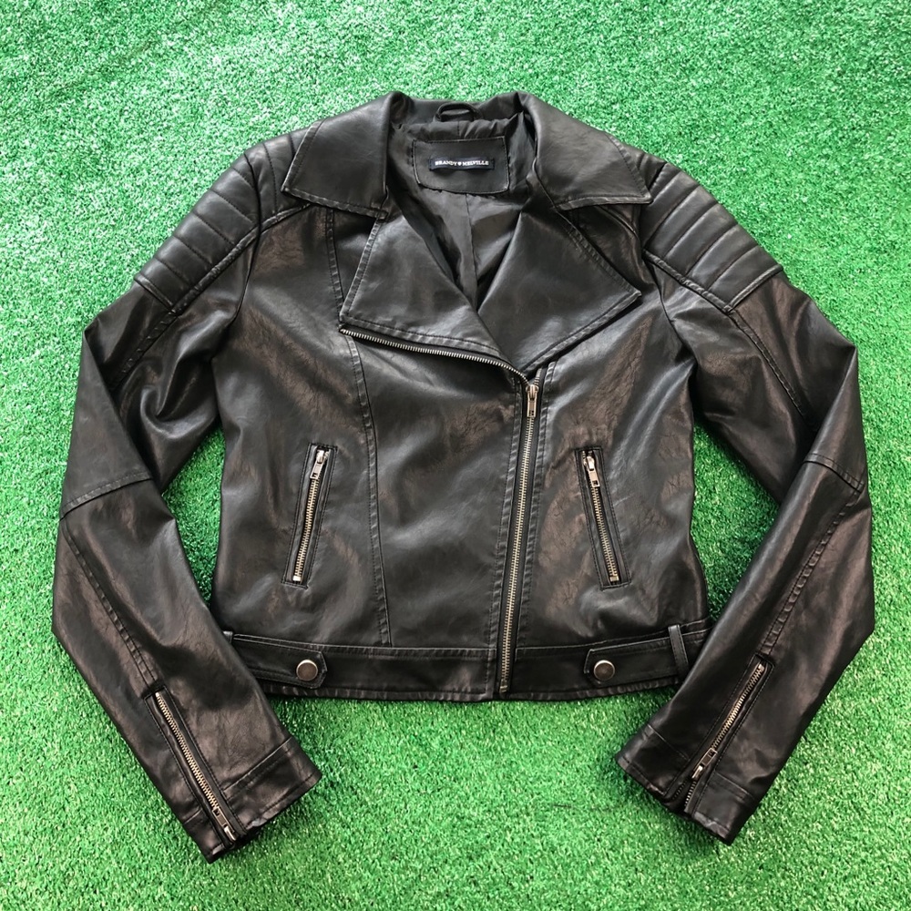 Brandy Melville Moto Vegan Leather Biker Jacket